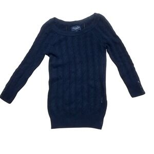 Bella Swan/ Elena Gilbert Vibe-American Eagle Navy Cable Knit Crew Neck Sweater